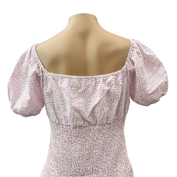 Isalis Puff Sleeve Smocked Ruffle Hem Square Neck Polka Dots Mini Dress Women S‎ - Picture 6 of 10